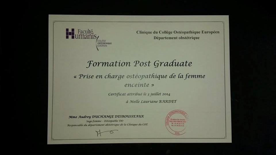 Formation post-graduée sur la prise en charge de la Femme enceinte
