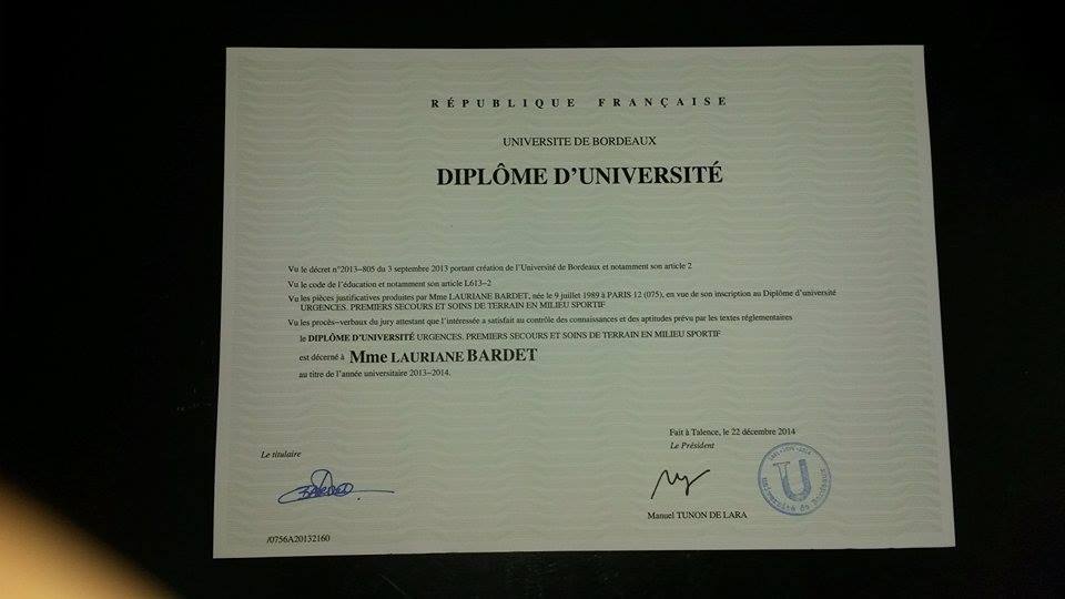 Diplôme d'Université Urgences 1ers secours et soins en milieu sportif
